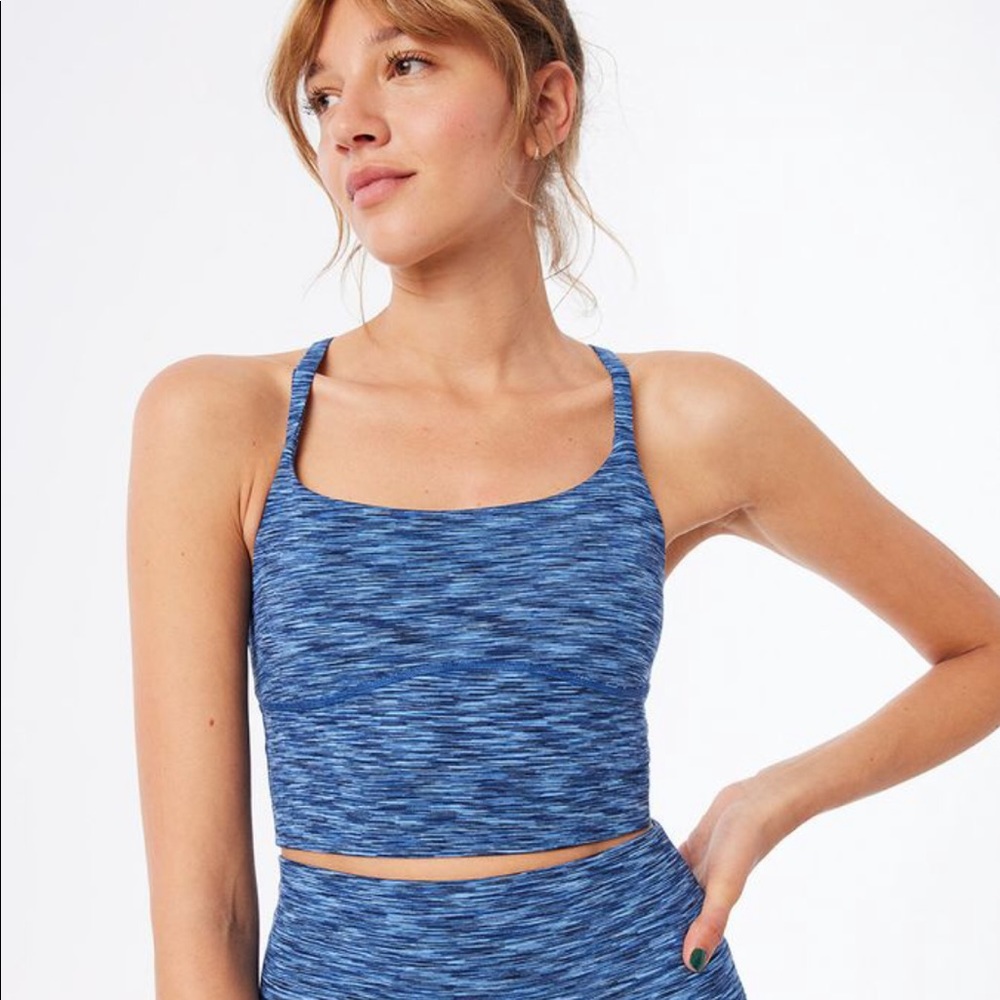 Outdoor Voices Flow Crop Top in Ocean Blue